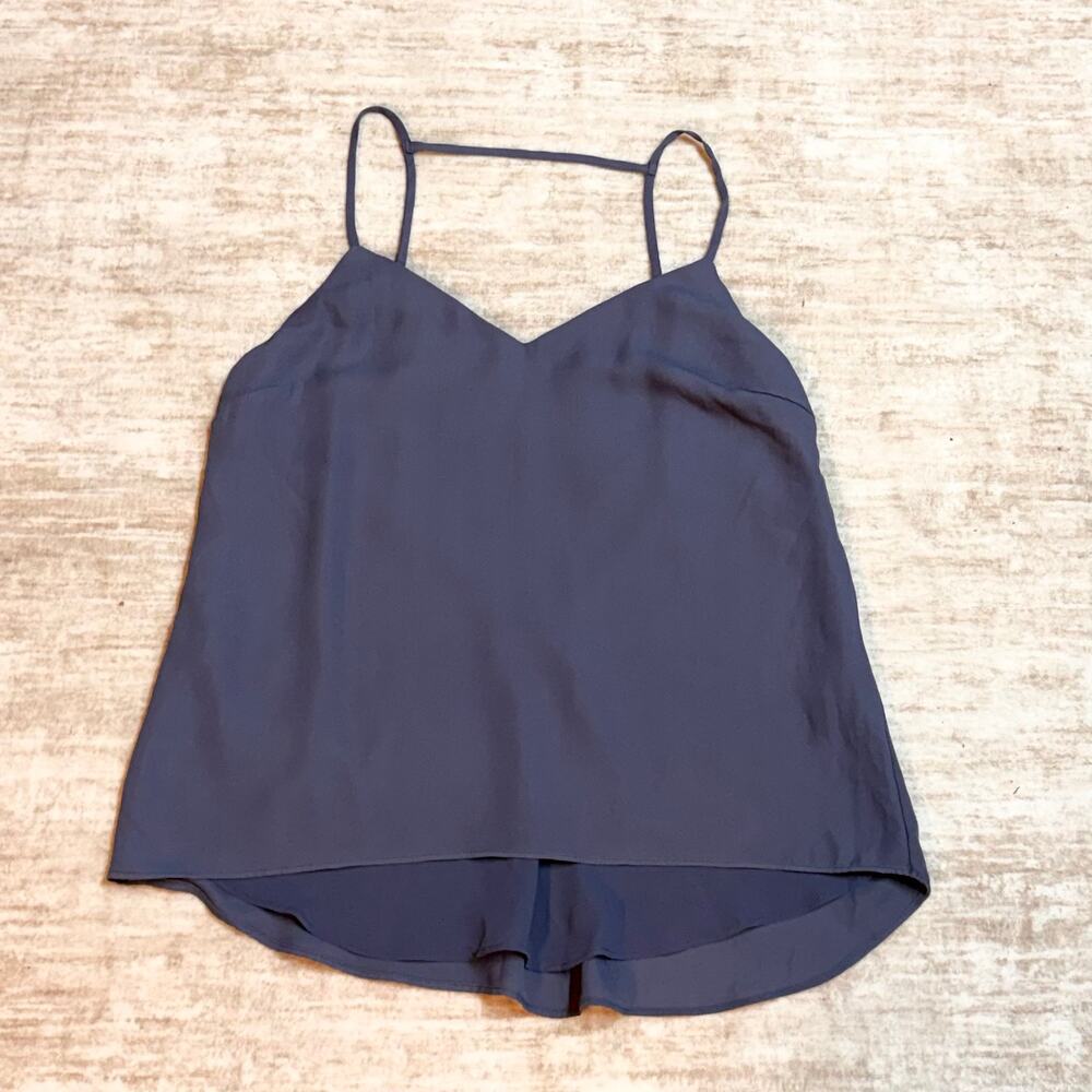 Lush Women’s Medium Blue Slate Chiffon Lace Spaghetti Strap Top Chic Going out